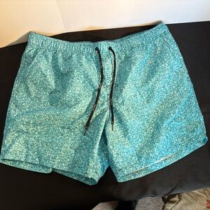 Calvin Klein Blue Turquoise Patterned Waistband Swim Shorts